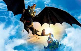 Cartoon character flying dragon castle - dragon art free wallpaper