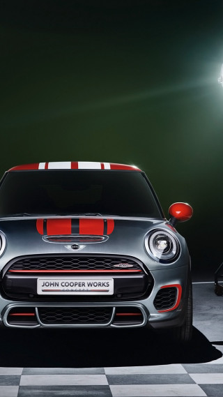 Mini cooper works spotlight checkered - car free wallpaper