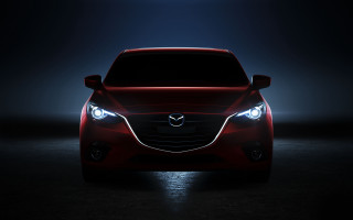 Red car dark headlights glowing - the car free wallpaper