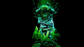 Large green clock black background - biopunk free wallpaper