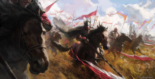 Battle horseman painting art epic - a horse and a man free wallpaper