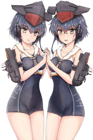 Anime girls hats gloves heads - synchromism free wallpaper