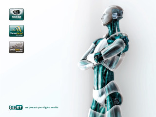 Robot standing white wall green - a robot free wallpaper
