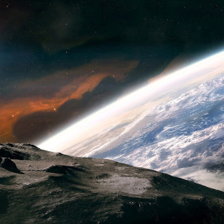 Distant planet view from space - matte painting free wallpaper