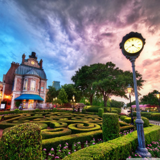 Clock garden maze dusk cloudy 2 - cloudy free wallpaper