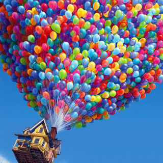 House balloons crane sky lifted - a bunch of balloons free wallpaper