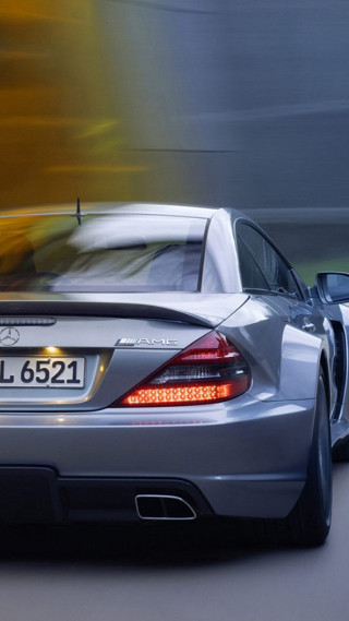 Silver mercedes sls driving yellow - the road free wallpaper