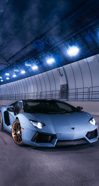 Blue sports car tunnel night 2 - andrew law free wallpaper