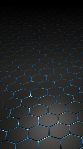 Black background blue hexagonal pattern 2 - computer art free wallpaper