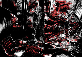 Black white comic blood glowing - doc hammer free wallpaper