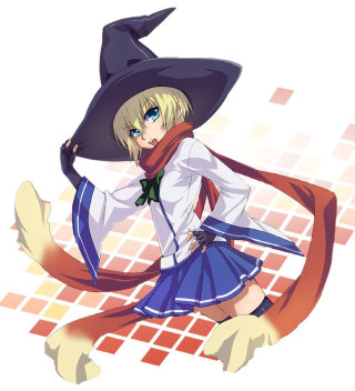 Woman witches hat dress broom - a red scarf free wallpaper