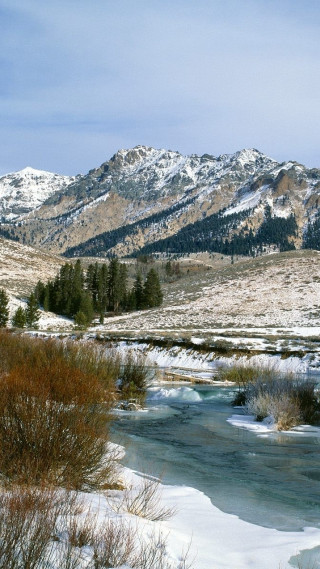River snowfield mountain trees winter - douglas robertson bisset free wallpaper