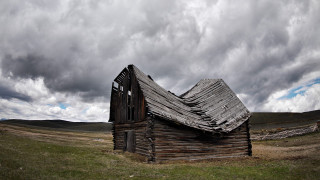 Wooden building log roof field - a roof free wallpaper