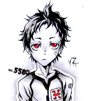 Boy red eyes tie cross - his shirt free wallpaper