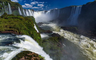 Waterfall lush greenery splendid nature - a large amount of water free wallpaper