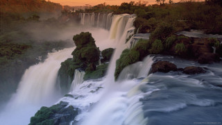 Waterfall abundance forest nature scenery - christo free wallpaper
