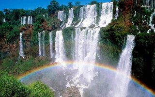 Rainbow waterfall river sky nature 2 - an impressionist painting free wallpaper for desktop