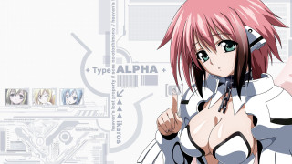 Anime girl pink hair pointing - her finger free wallpaper