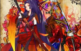 Anime characters swords flowers background - a sword and the other free wallpaper