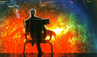 Man chair rainbow background light - a chair in front free wallpaper