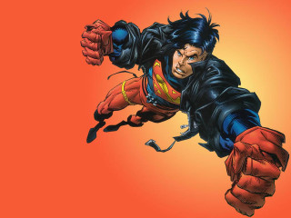 Heroic flying superflat comic man - red glove free wallpaper