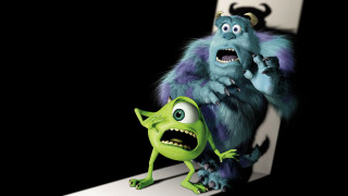 Monsters couple white shelf black - photorealism free wallpaper