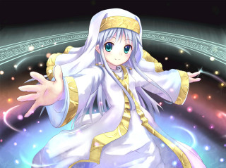 Anime white gold blue eyes - white dress free wallpaper
