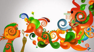 Colorful abstract cat bird design - a colorful abstract design free wallpaper