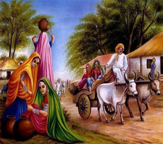 Woman horse carriage man standing - a painting of a woman free wallpaper