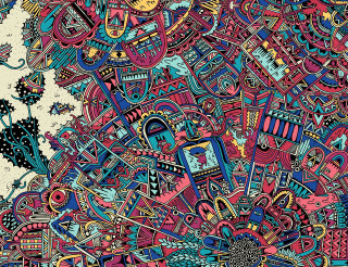 Colorful intricate pattern detailed surface - psychedelic art free wallpaper