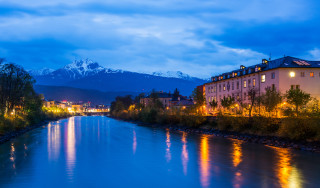 River city mountain night lights - heidelberg school free wallpaper