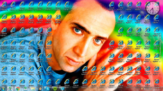 Bald man rainbow background clock - epic composition free wallpaper