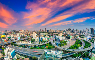 City traffic sunset tokyo skyscrapers - traffic free wallpaper