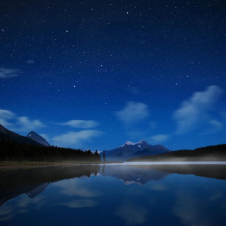 Lake mountain night sky stars 3 - naturalism free wallpaper