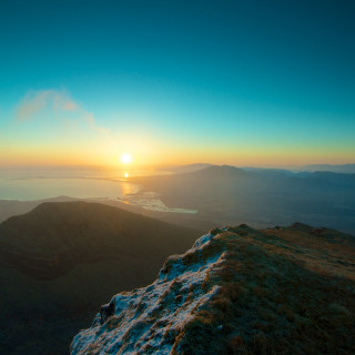 Mountain sunset person water view - sunset free wallpaper