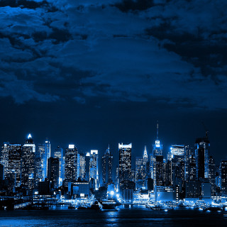 City skyline night boat water 2 - cloudy free wallpaper