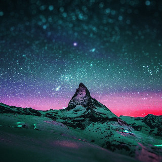 Mountain purple sky stars pink - free mountains wallpaper