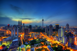 City skyline night autumn urban - the building and the sky free wallpaper