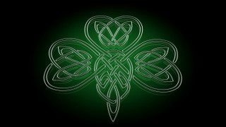 Green shamrock black background white 2 - a white outline free wallpaper