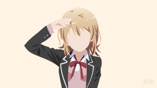 Woman black jacket red bow - anime visual free wallpaper