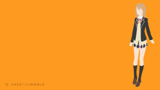 Woman orange background pleated skirt - a short skirt and jacket free wallpaper
