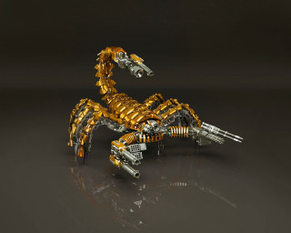 Yellow black robot gun reflection - its hand free wallpaper