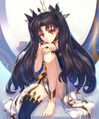 Anime girl black hair crown - a bed free wallpaper