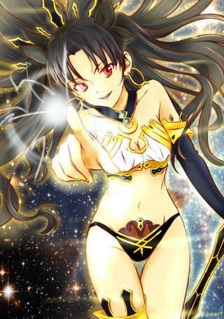 Woman bikini sword stars background - ufotable free wallpaper