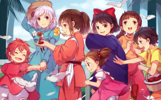 Group people building sky bird - overhead free wallpaper