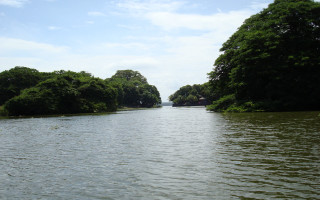 River boat trees blue sky - blue sky free wallpaper