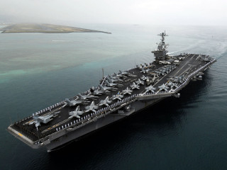 Aircraft carrier ocean island floating 2 - 100mm free wallpaper