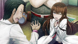 Man woman sitting floor mouths - behind them free wallpaper