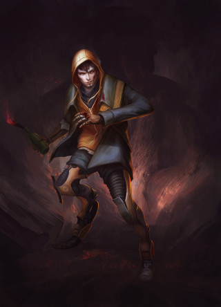Man hooded outfit knife wine - league of legends concept art free wallpaper