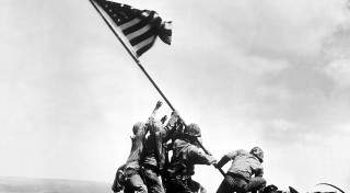 Men raising flag hill dog - the flag free wallpaper